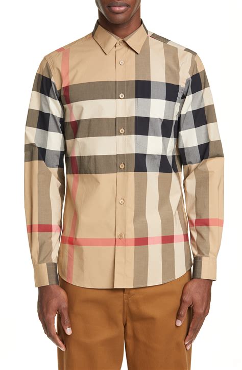 fake mens burberry button up|burberry check button up shirt.